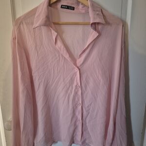 SHEIN Light Pink Button Down Shirt